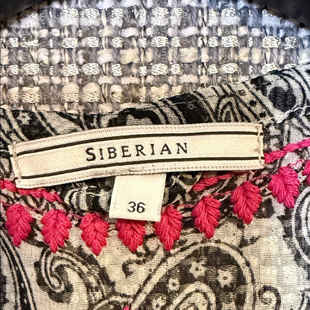 Maxi Length Semi Sheer Embroidered Black & Pink Paisley Tunic Swim Coverup - Picture 3 of 15